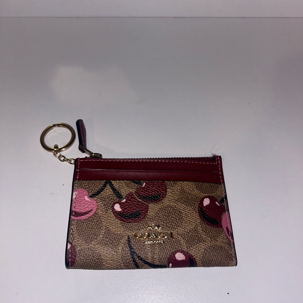 Coach Brown and Red Cherry Card Holder
